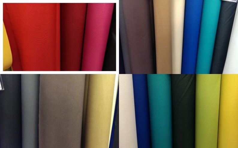 Puede incluir: Una variedad de rollos de tela en diferentes colores, incluyendo rojo, rosa, marr&oacute;n, beige, azul, verde, negro y amarillo.