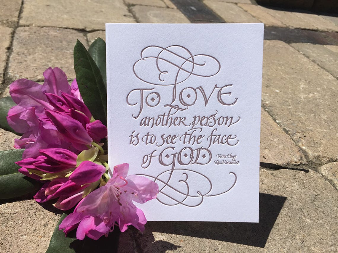 Les Mis Quotation Greeting Card in Letterpressed Calligraphy - Etsy