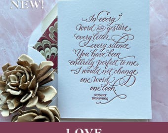 Love Quotation by Robert Browning, Calligraphic & Letterpressed