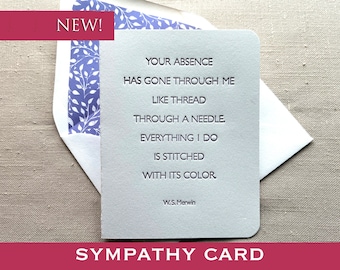 Letterpressed Sympathy Card with W.S. Merwin Quote