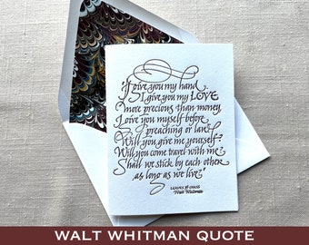 Walt Whitman Quote in Letterpress Calligraphy