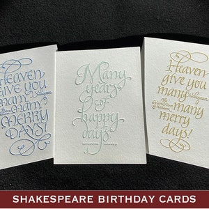 Shakespeare Quotation Letterpressed Birthday Cards