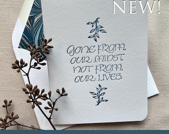 Tarjeta de condolencias, impresa y caligráfica