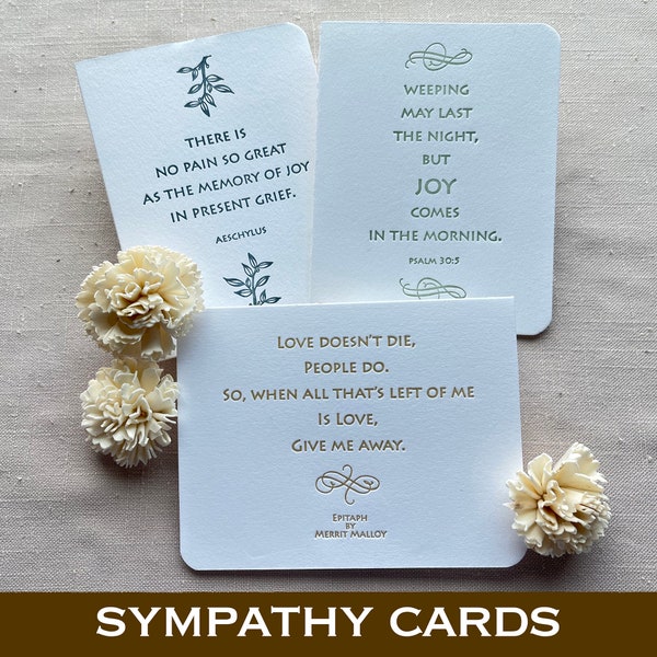 Letterpressed Literary Sympathy Cards