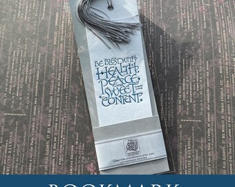 Health Peace & Sweet Content Letterpressed Bookmark