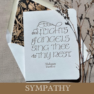 Carte de sympathie avec citation calligraphique de Shakespeare