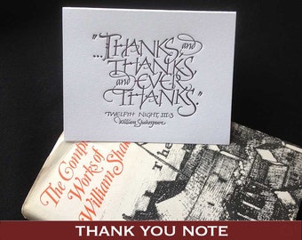 Tarjeta de felicitación impresa con cita de Shakespeare