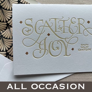Biglietto d'auguri calligrafico tipografico con citazione di Emerson