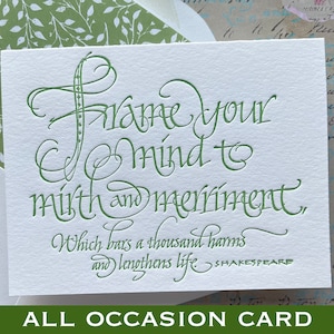 Shakespeare Zitat Grußkarte in Letterpress Kalligraphie