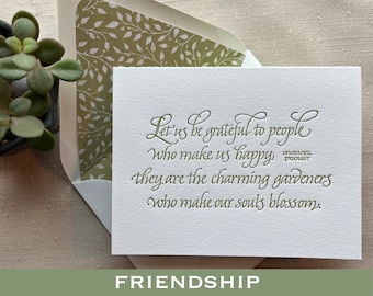 Friendship Letterpressed Literary Calligraphic Greeting Card
