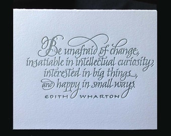Cita literaria de Edith Wharton en caligrafía