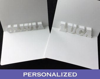 Tarjetas de nombre personalizadas emergentes