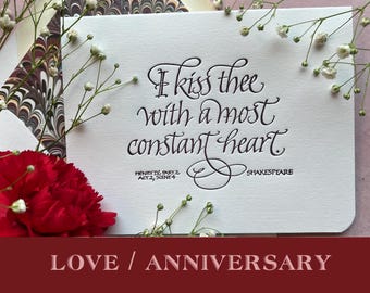 Tarjeta de amor o aniversario - Impresión tipográfica, literaria y caligráfica