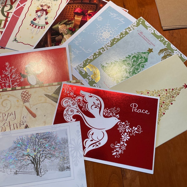 12 assorted RECYCLED Christmas cards