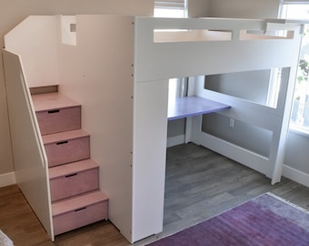 Twin loft bed sale with queen underneath