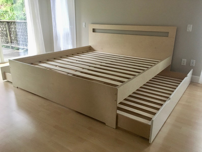 HOTEL King size bed with 2 twin size trundle beds underneath Etsy