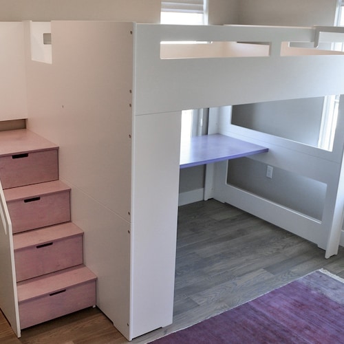 Custom QUEEN Playhouse Loft Bed With Slide and Drawer Storage Etsy