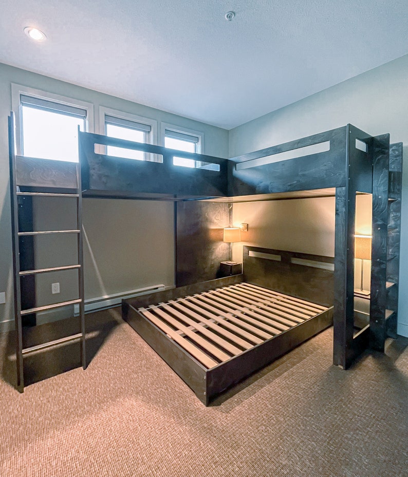 Twin XL Loft Beds Over Queen Bunk Room Etsy