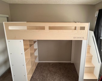 Personalized Twin/Single Loft Bed with Cubed open shelving!
