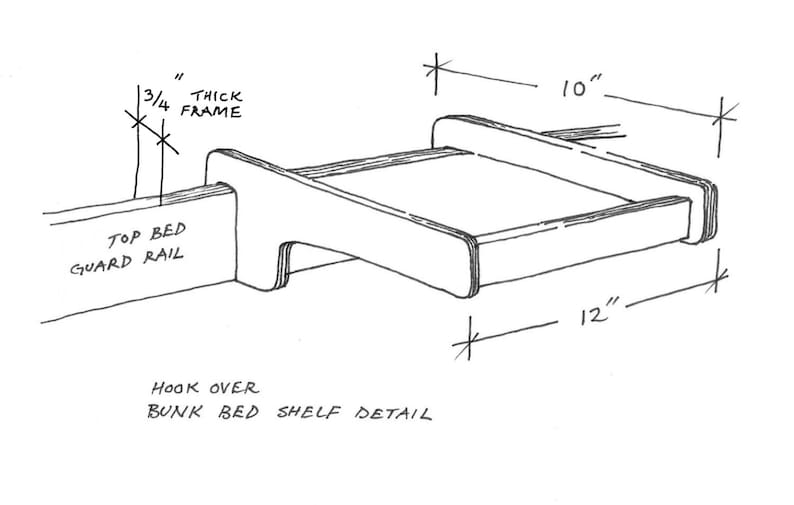 Bunk Bed Hook Over Shelf Tray Night Table Etsy