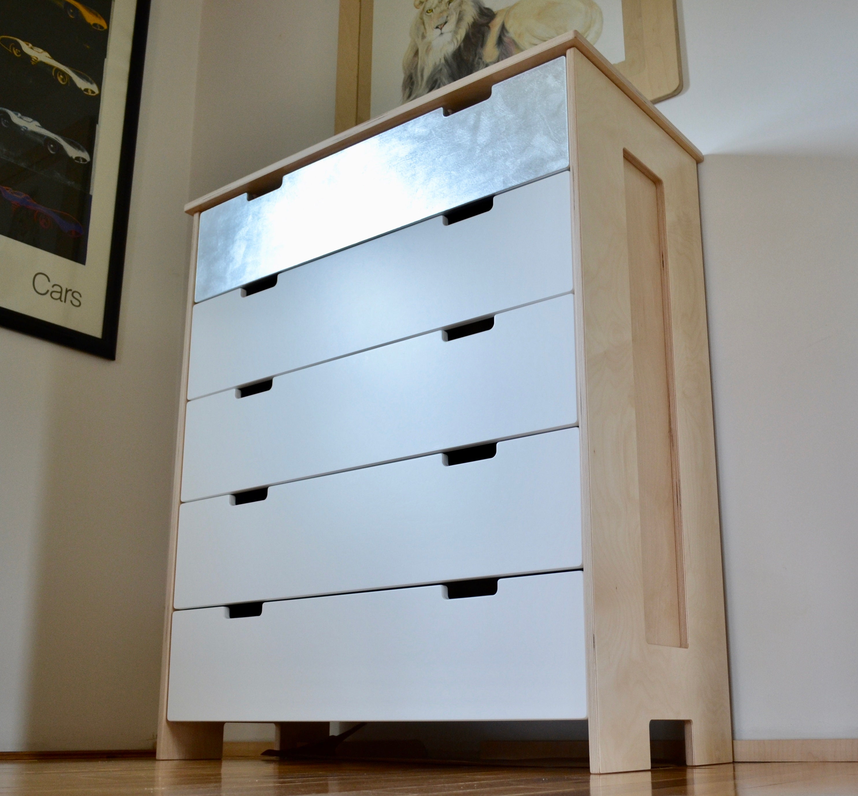 Dresser Chest Of Drawers With Silver Leaf Accent Etsy
