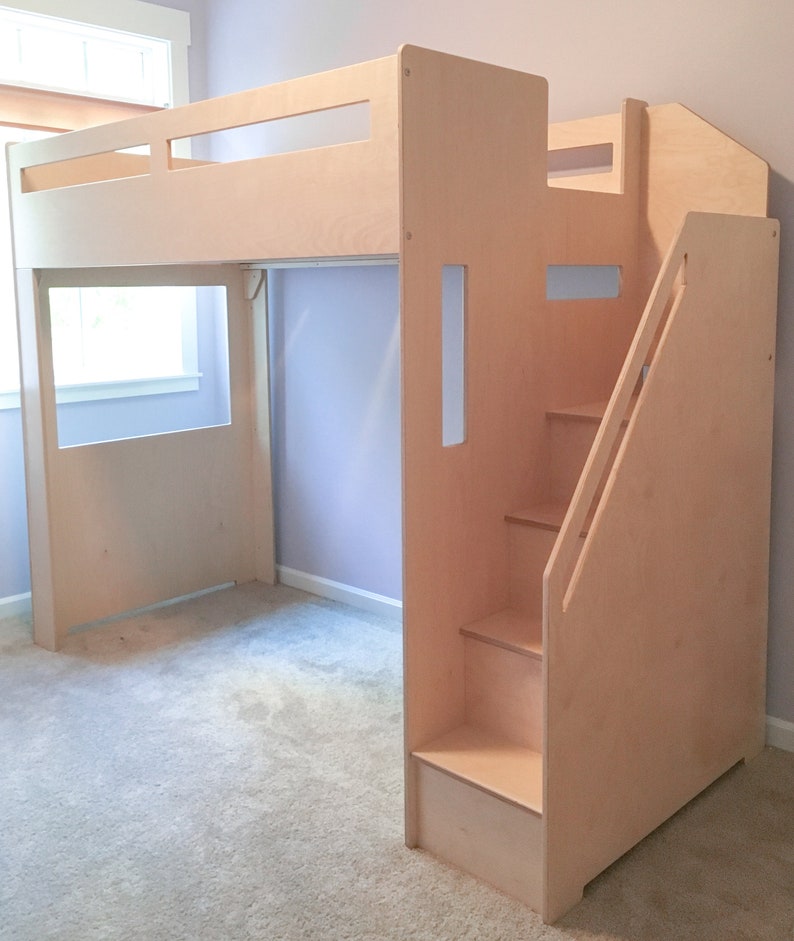 Loft Bed With Staircase Etsy Canada