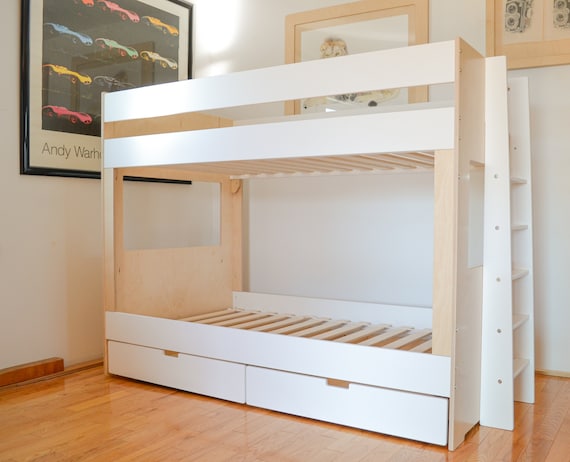 Bunk Bed single over single with storage 59 high Etsy