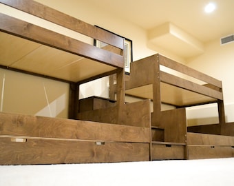 Bunk Room Colorado - Literas cuádruples XL empotradas para adultos con capacidad para 6 personas