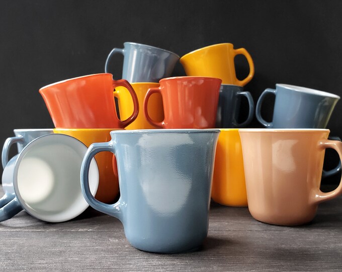 Solid Color Coffee Mugs Slate Blue Burnt Orange Sunset Etsy