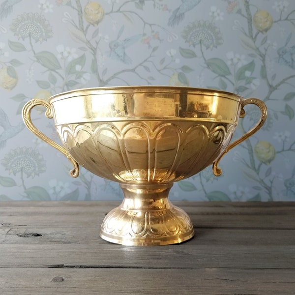 Large Brass Pedestal Bowl - Vintage