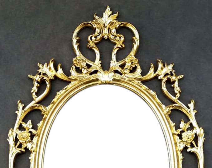 Gold Ornate Vintage Mirror Floral Frame Oval Victorian Etsy