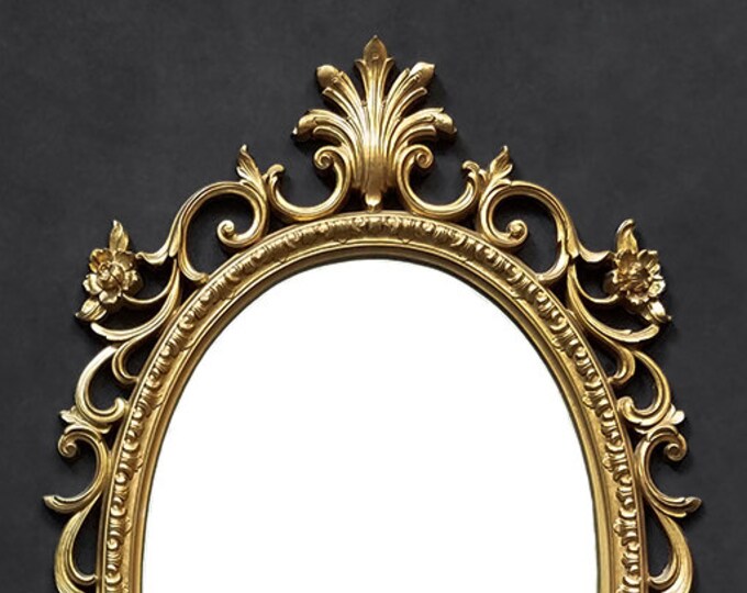 Ornate Gold Mirror Large Oval Vanity Mirror Floral Rose Etsy