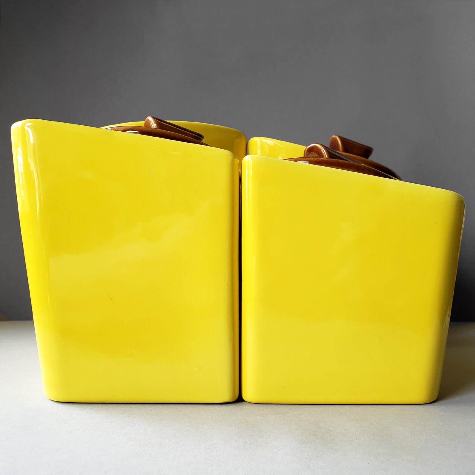 Yellow Kitchen Canister Set Mid Century Retro Ceramic Etsy