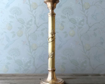 Tall Brass Candle Holder w/ Vine - Large 18” Taper Candlestick Candleholder - Vintage