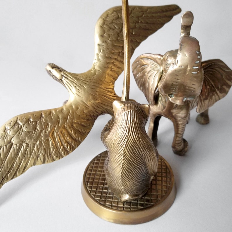 Assorted Brass Animal Figurines Your Choice Eagle Monkey Etsy