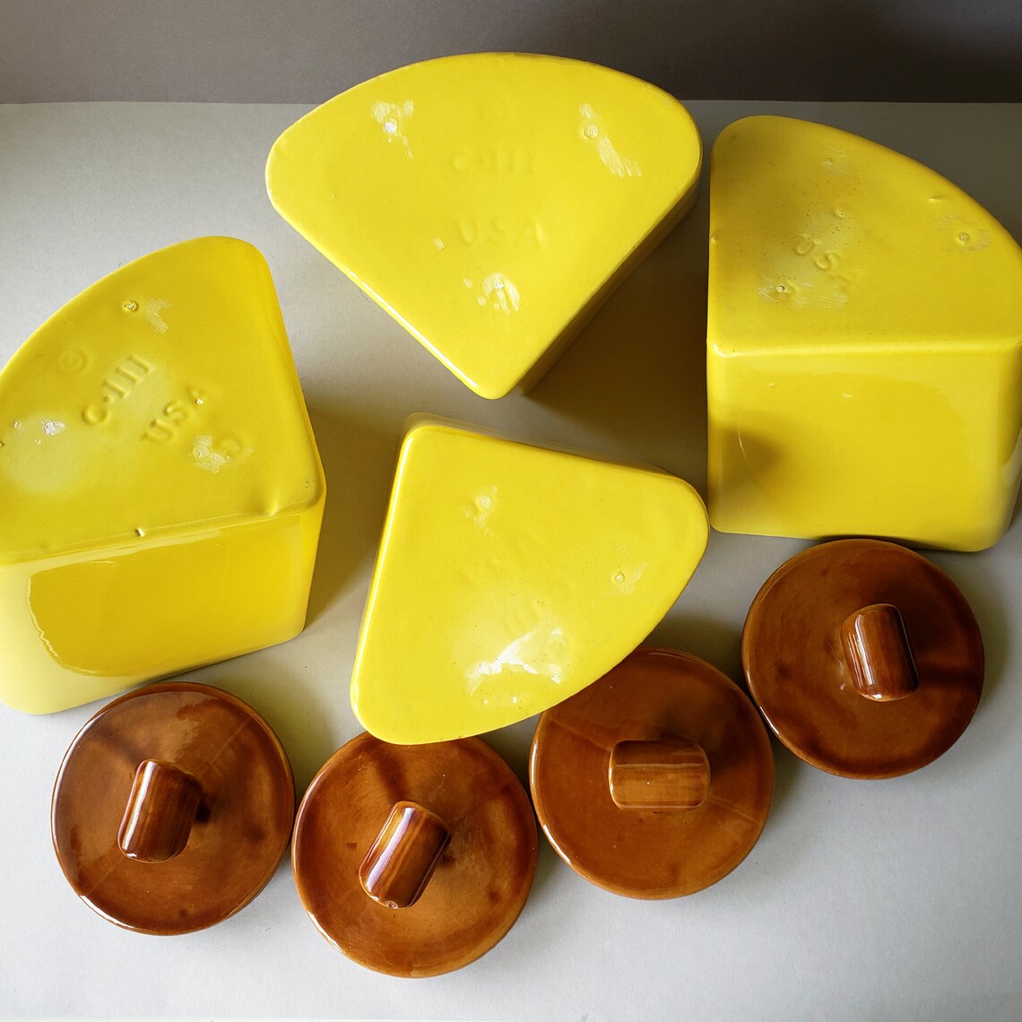 Yellow Kitchen Canister Set Mid Century Retro Ceramic Etsy