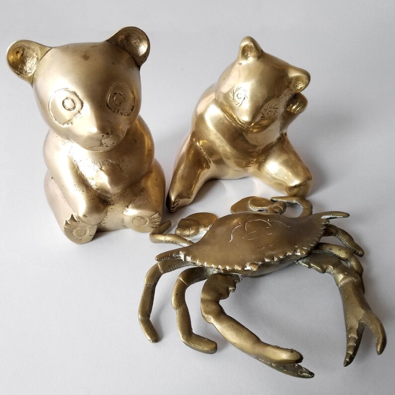 Assorted Brass Animal Figurines Your Choice Eagle Monkey Etsy