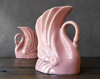 One Pink Swan Planter - Ceramic Bird Vase - Vintage