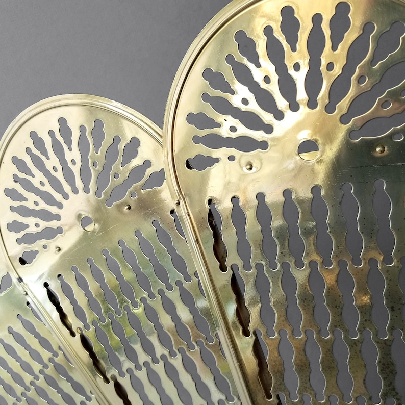 Brass Fireplace Screen Peacock Fan Fire Screen Griffin Etsy
