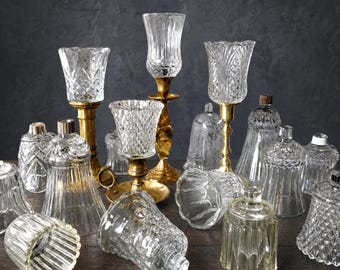 Assorted Clear Glass Votive Peg Cups (For Sconces & Candlesticks) Sold Separately - Vintage