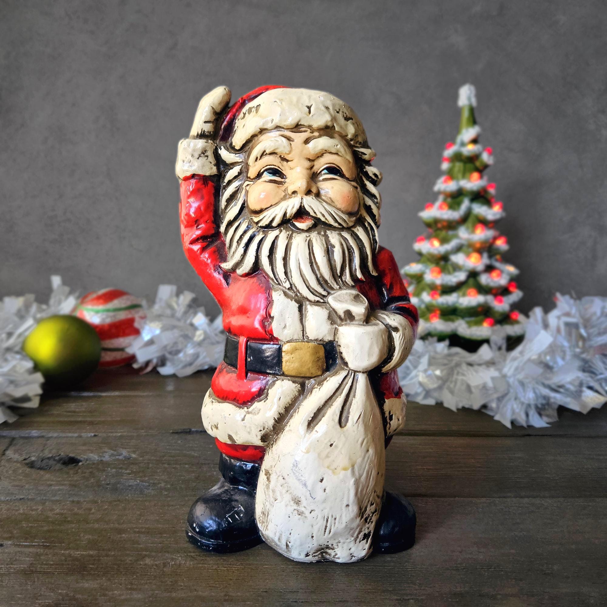 【BIG SIZE】ヴィンテージ　サンタクロース　アンティーク Large White Ceramic Santa Figurines - Etsy