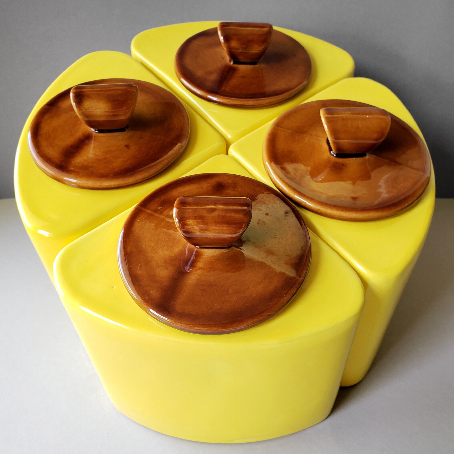 Yellow Kitchen Canister Set Mid Century Retro Ceramic Etsy