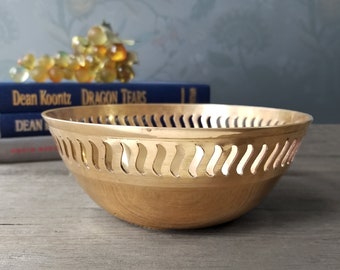 Small Brass Bowl - Perforated Rim - Made in India - Vintage