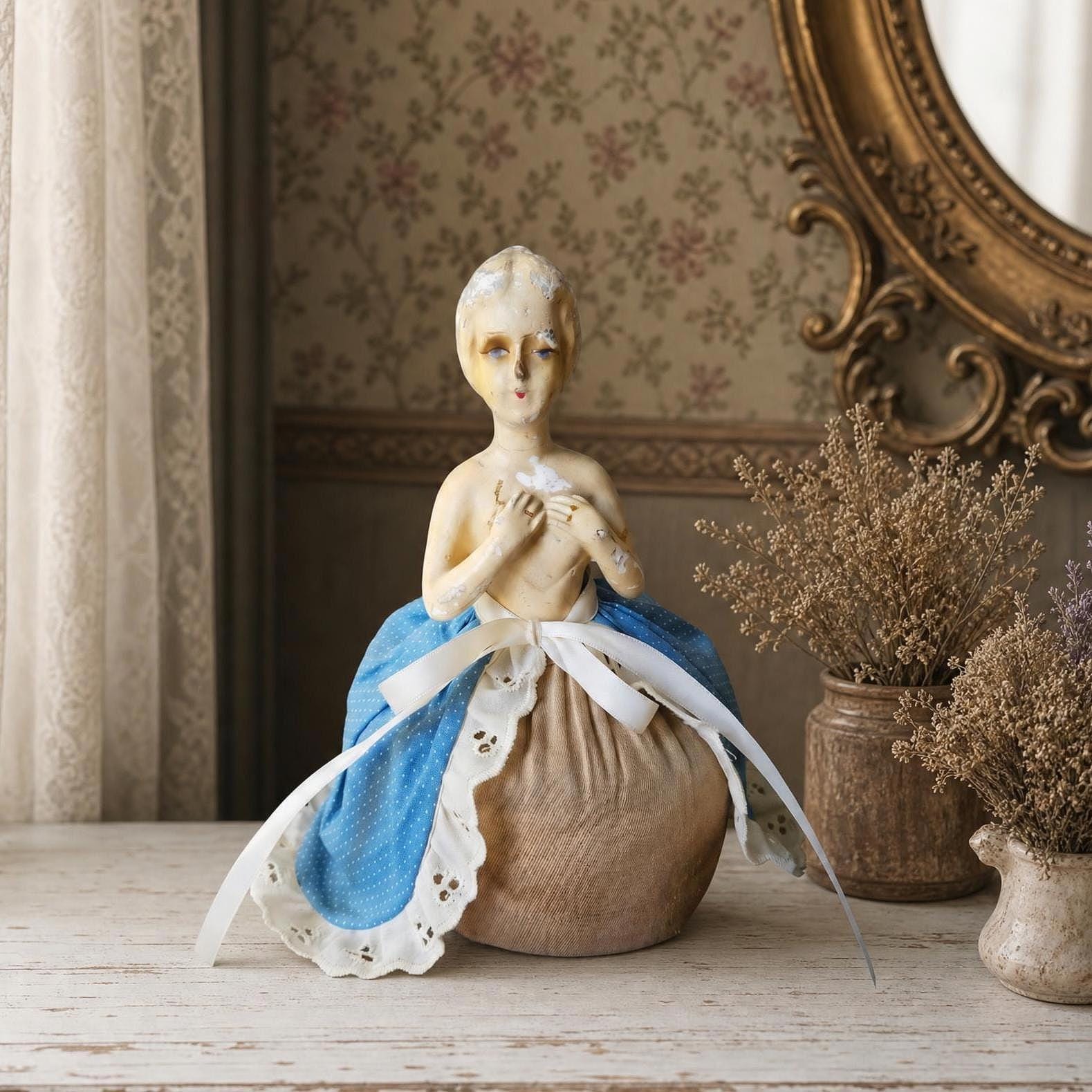 Antique Chalkware Boudoir Half Doll Pincushion, KG 1925 - Etsy