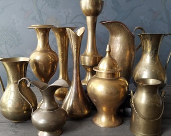 Assorted Brass Vases, Pitchers, & Jars - Sold Separately - Vintage