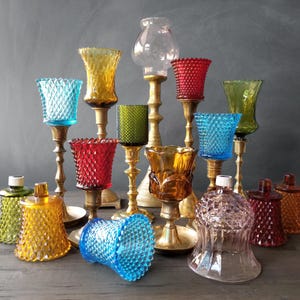 Vintage Colored Glass Votive Cups – Pegged, For Sconces & Candlesticks - Sold Separately