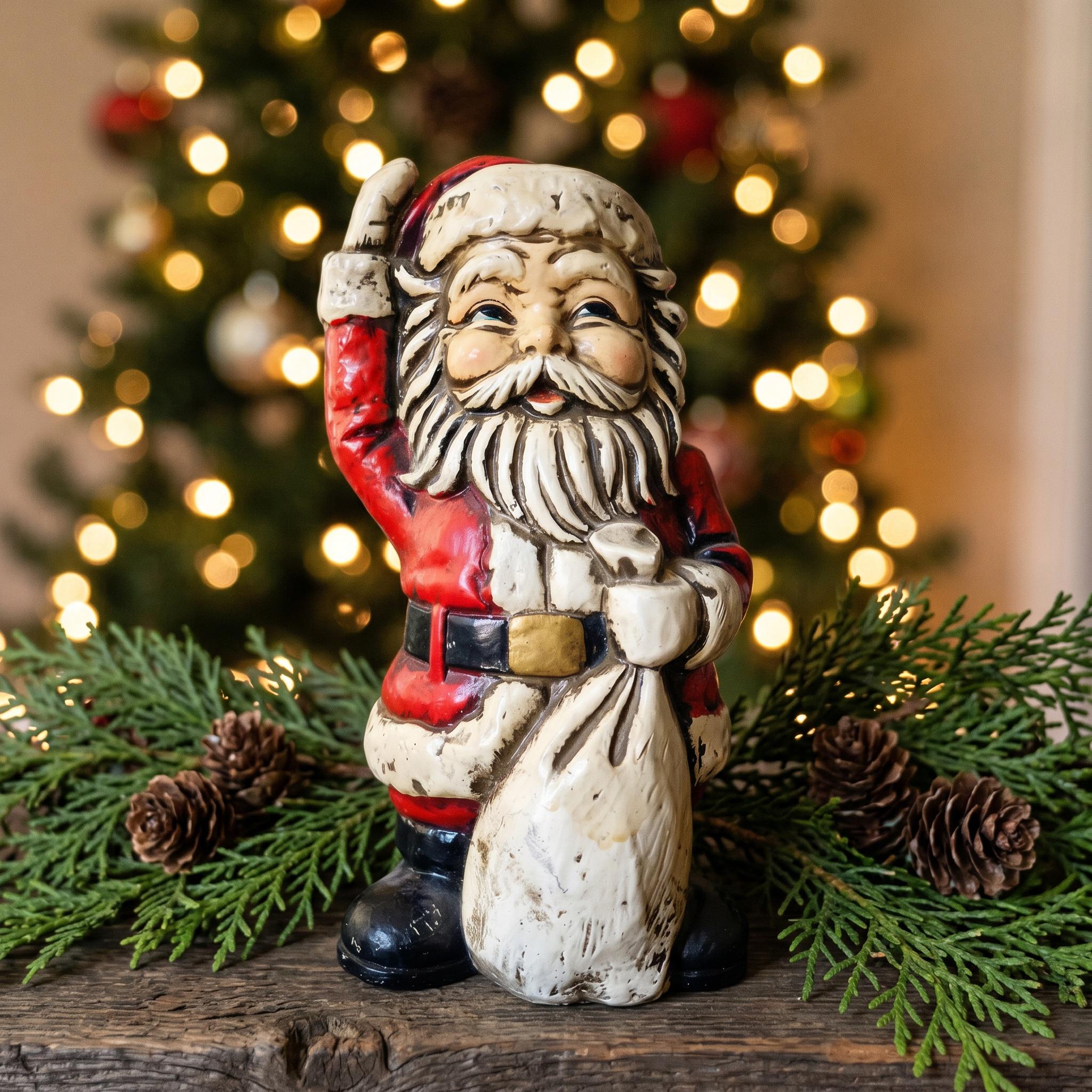 アメリカングラスサイン　サンタアンティーク金箔　ビンテージ Vintage Santa Bank - Etsy
