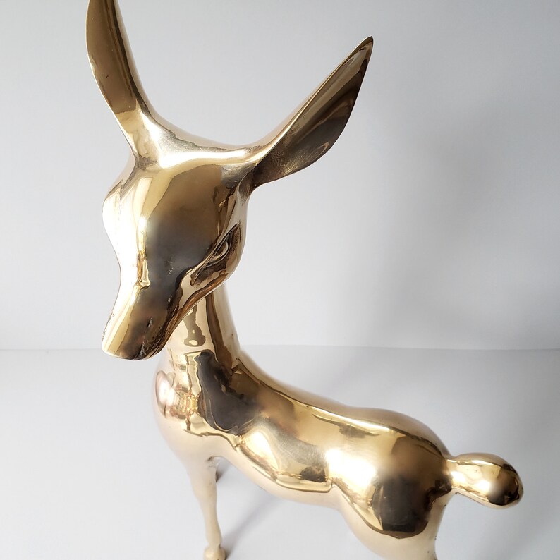 Large Brass Deer Statue 19 XL Gold Fawn Figurine Vintage Etsy