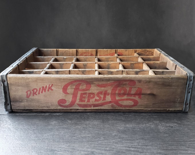 Wooden Pepsi Cola Crate 24 Unit Storage Box Weathered Etsy