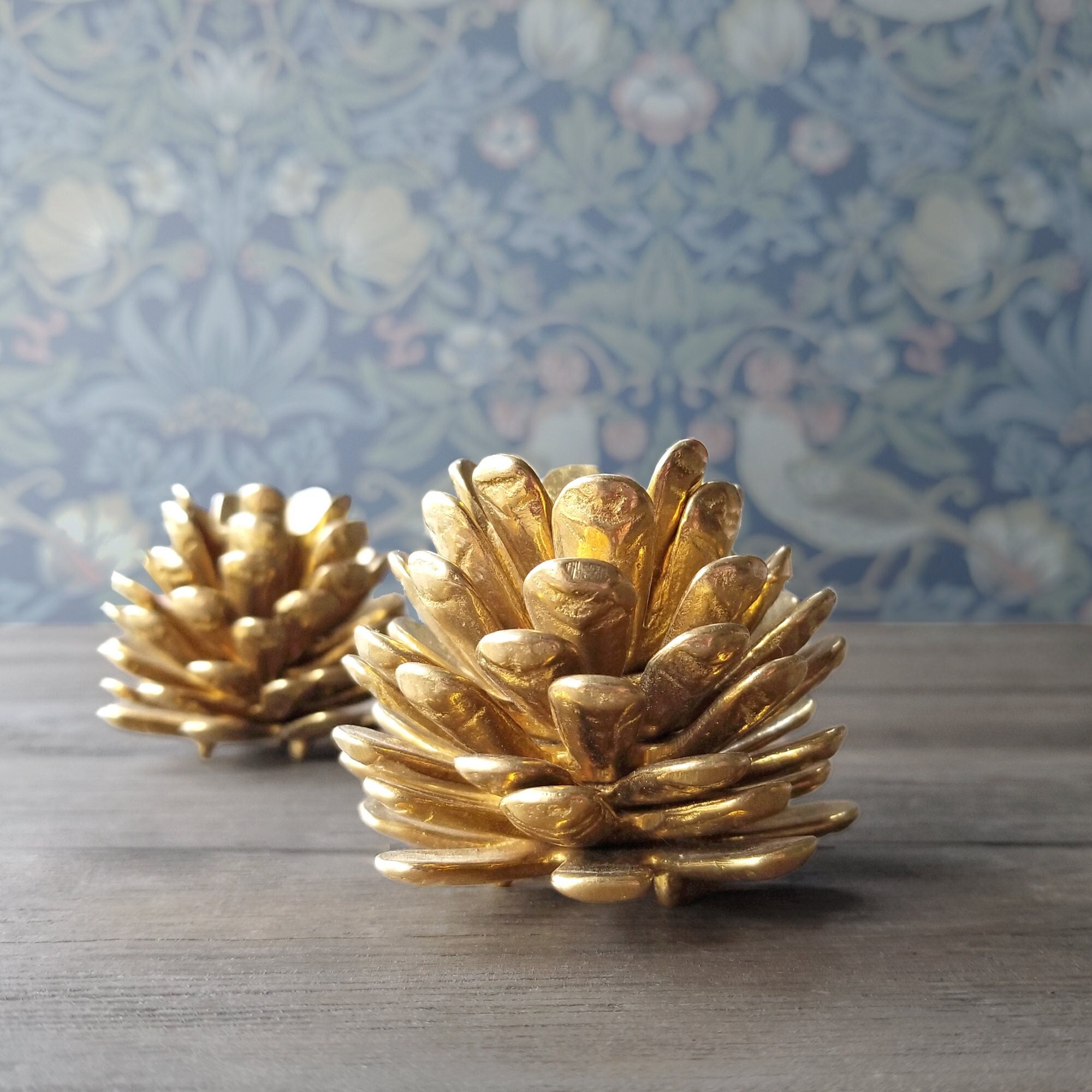 One Small Brass Pinecone Candlestick Candle Holder Vintage 